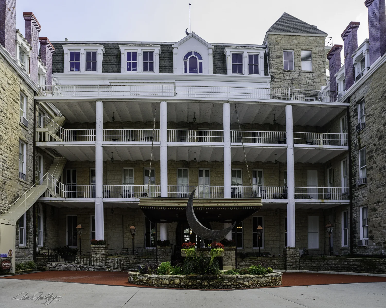 The Crescent Hotel is on the National Register of Historic Hotels. It was built in 1886. We had lunch there (pizza) and were welcome to take all the photographs we wanted, tripods welcome.
