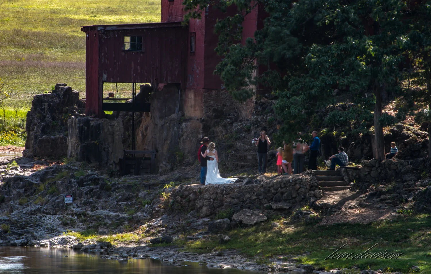In addition to the shade, there was a wedding in process!! We gave them full privacy and photographed other areas before heading into the mill to check it out.