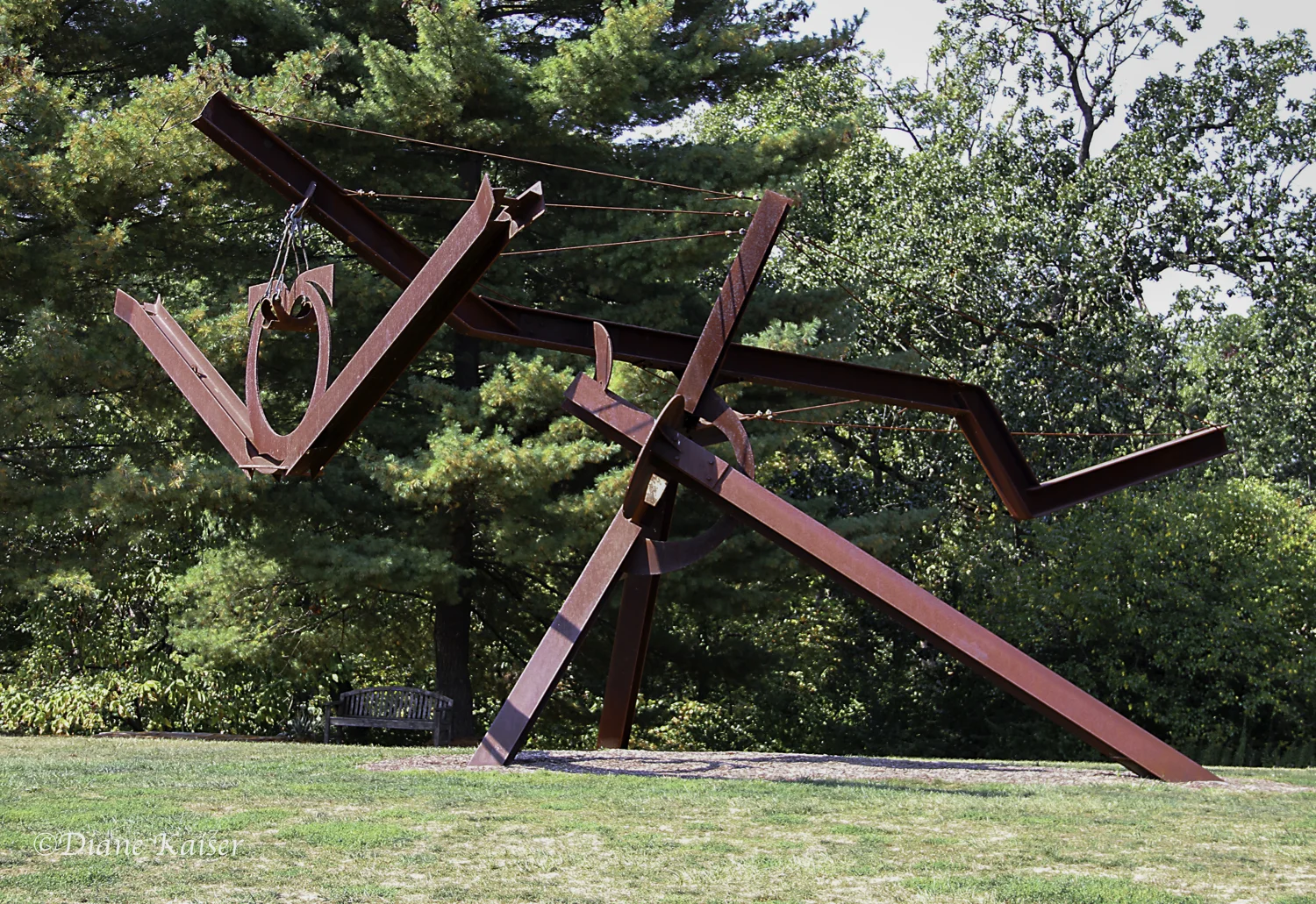 Bornibus, by Mark di Suvero, 1985-87, steel, cable.