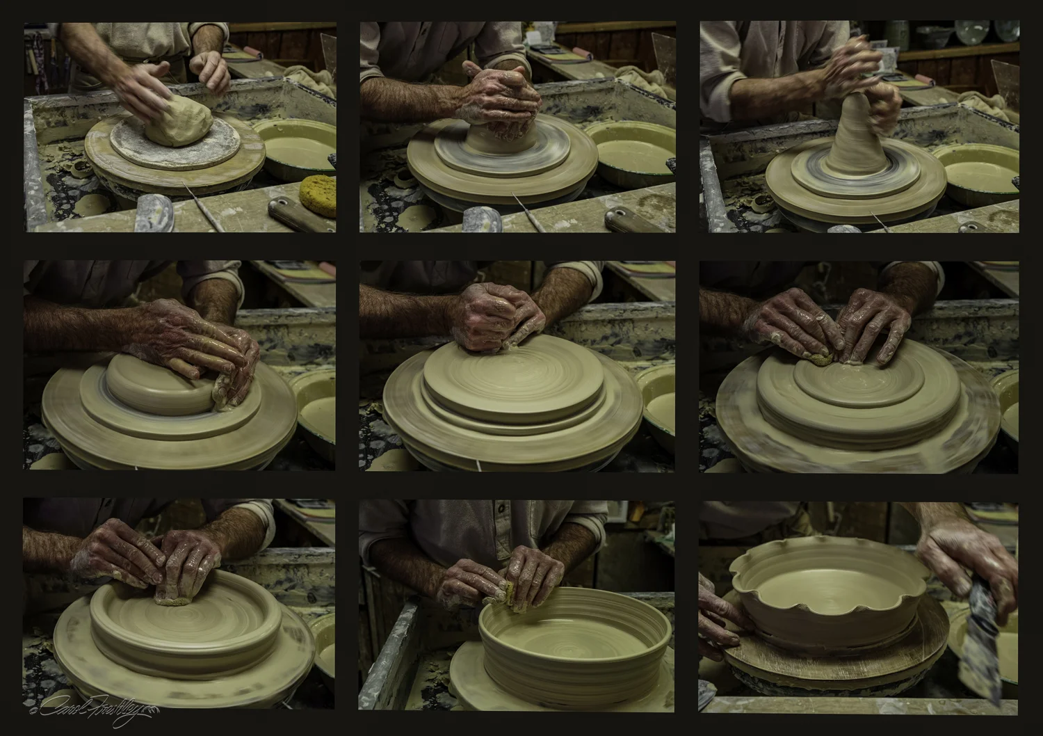 The potter was busy but took time to explain all the steps he used in creating this functional art piece. This would be backed into a deep pie dish.