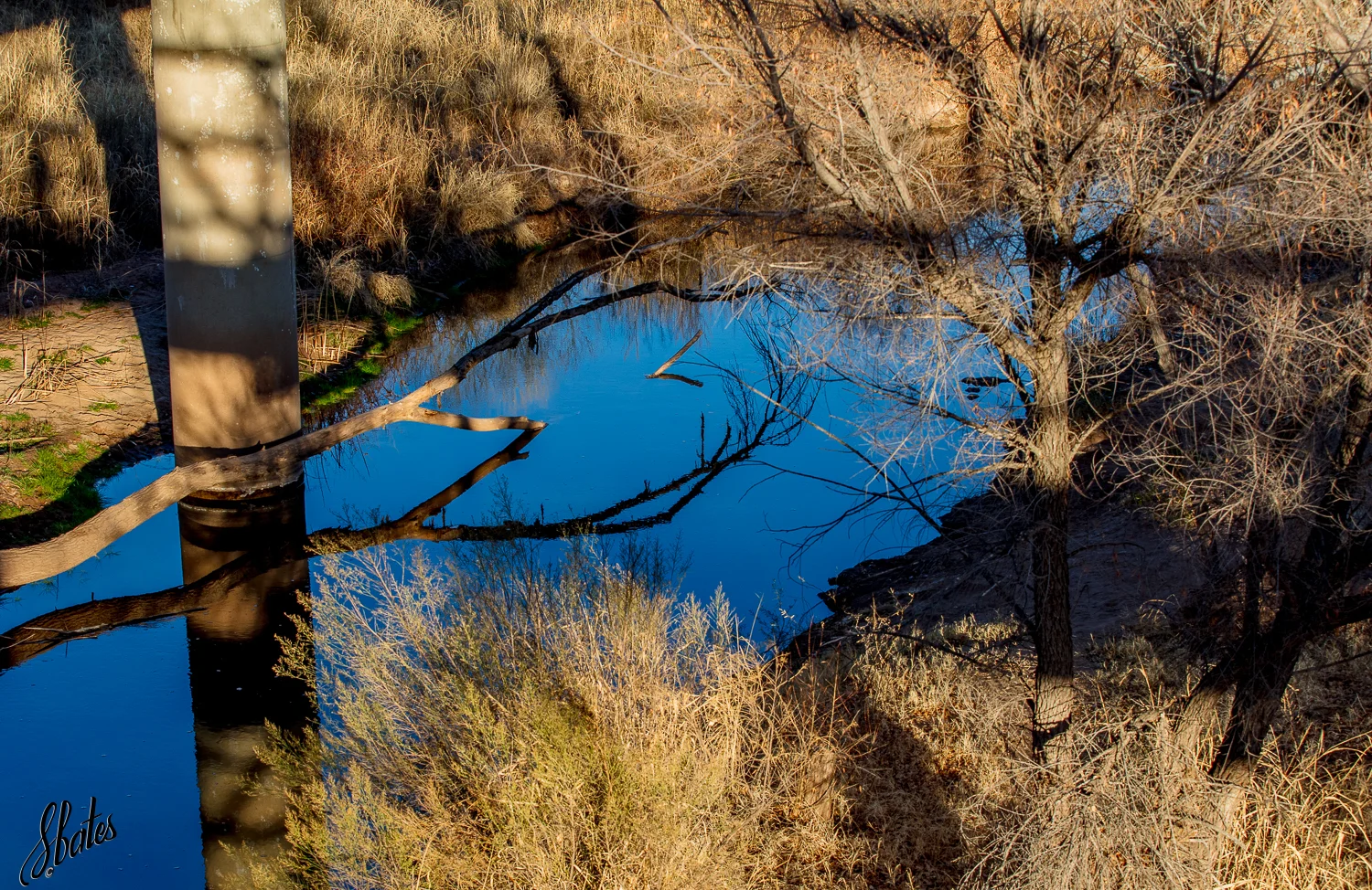 Very little water but it was sure reflecting the blue sky.