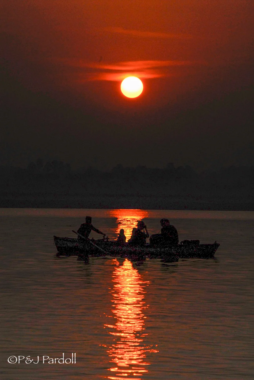 Sunset on Ganges River in Varanasi, India