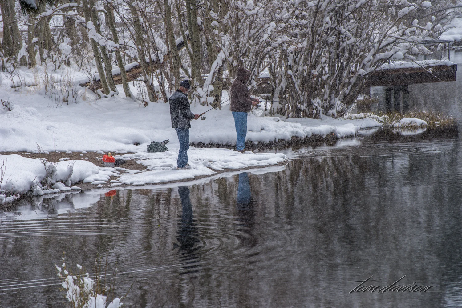 Fishermen at South Lake. Dedicated souls!!