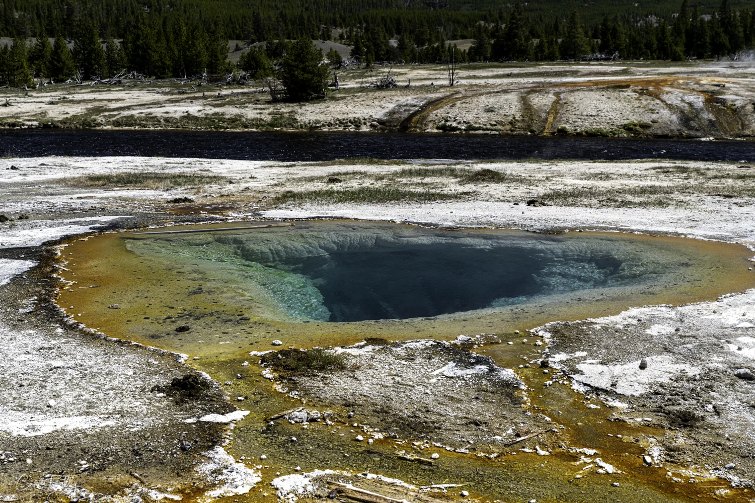 A hot spring on the path to the overlook.