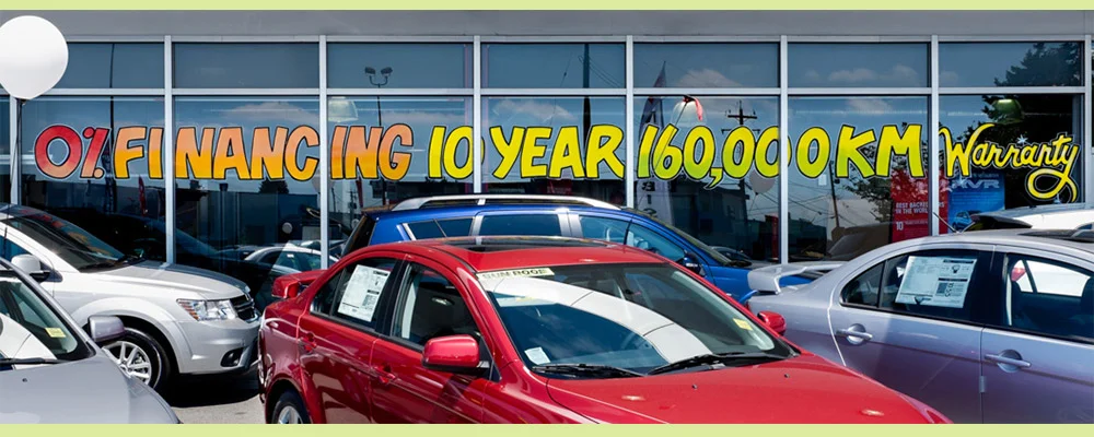 Window Painting for Metrotown Mitsubishi, Car Dealership, Burnaby
