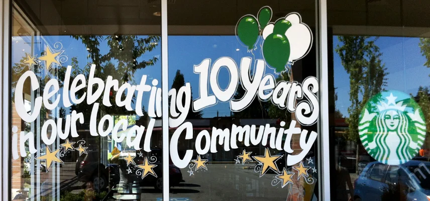 Window Painting for Starbucks, Coquitlam