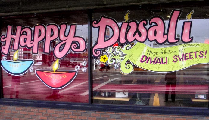 Window Painting for All India Sweets, Vancouver