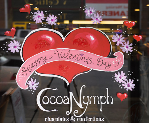 Window Painting for Cocoa Nymph Chocolates, Vancouver