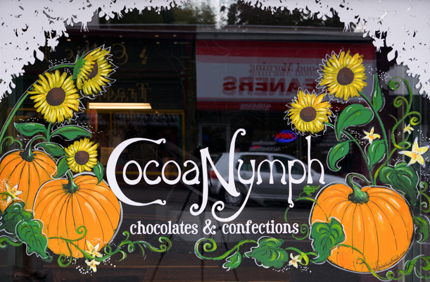 Window Painting for Cocoa Nymph Chocolates, Vancouver