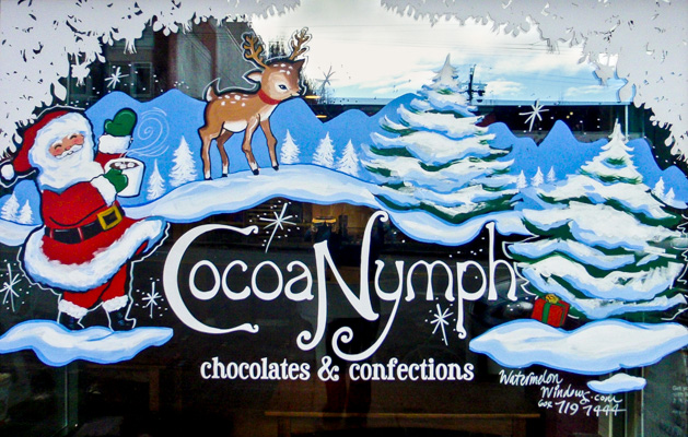 Window Painting for Cocoa Nymph Chocolates, Vancouver