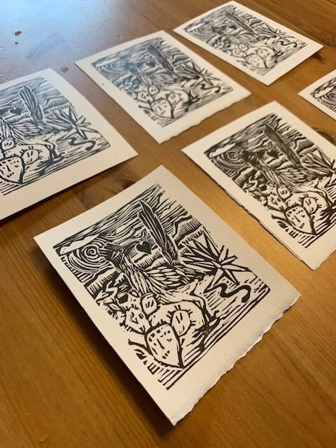 9. Here are the finished pieces drying on a flat surface before I sign and date each one.