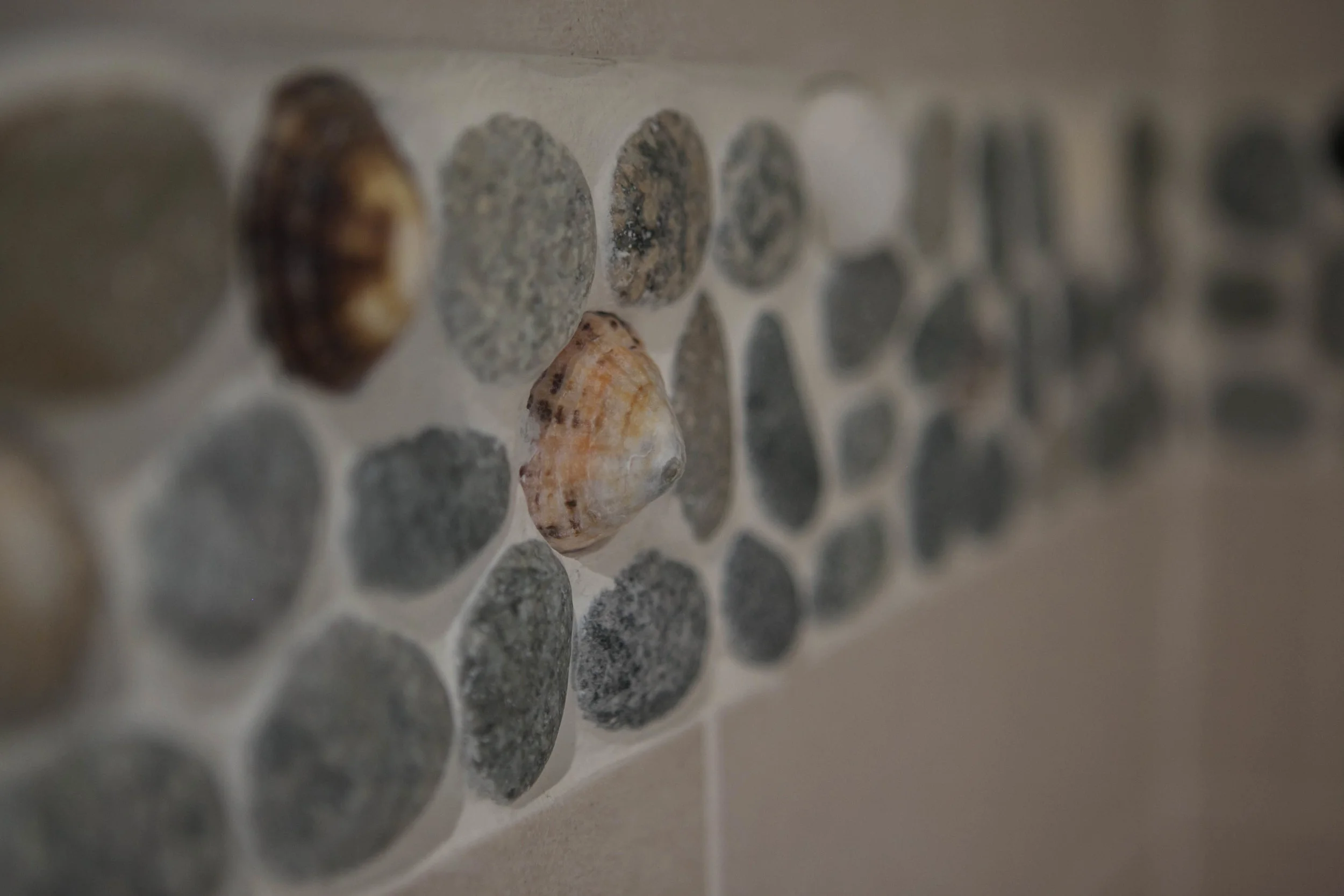 The tiling features real shells from Scarista beach