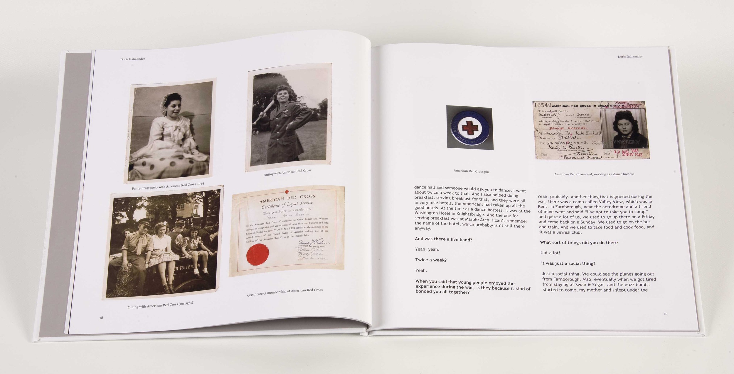 Interview transcript, photographs, certificate, membership card and Red Cross pin