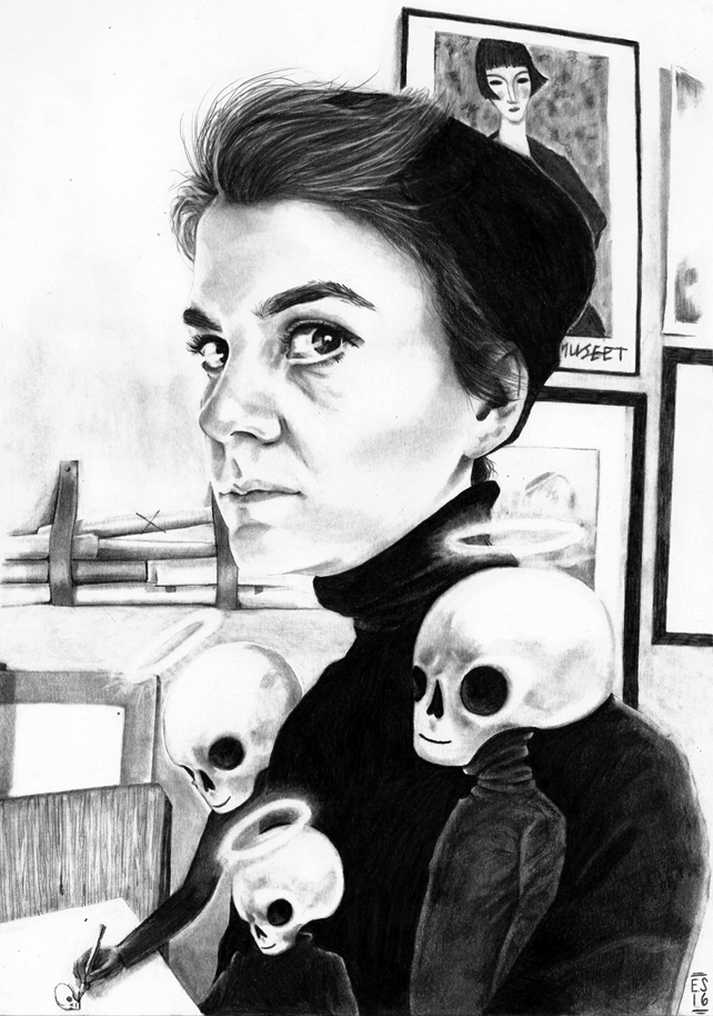 Selfportrait with friends, pencil and graphite 2016