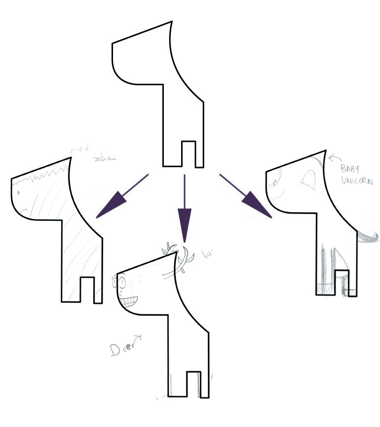 ANNA's ON LEFT (MAD ZEBRA), ELLIOT's CENTER (DEER), AMY's ON RIGHT (BABY UNICORN)