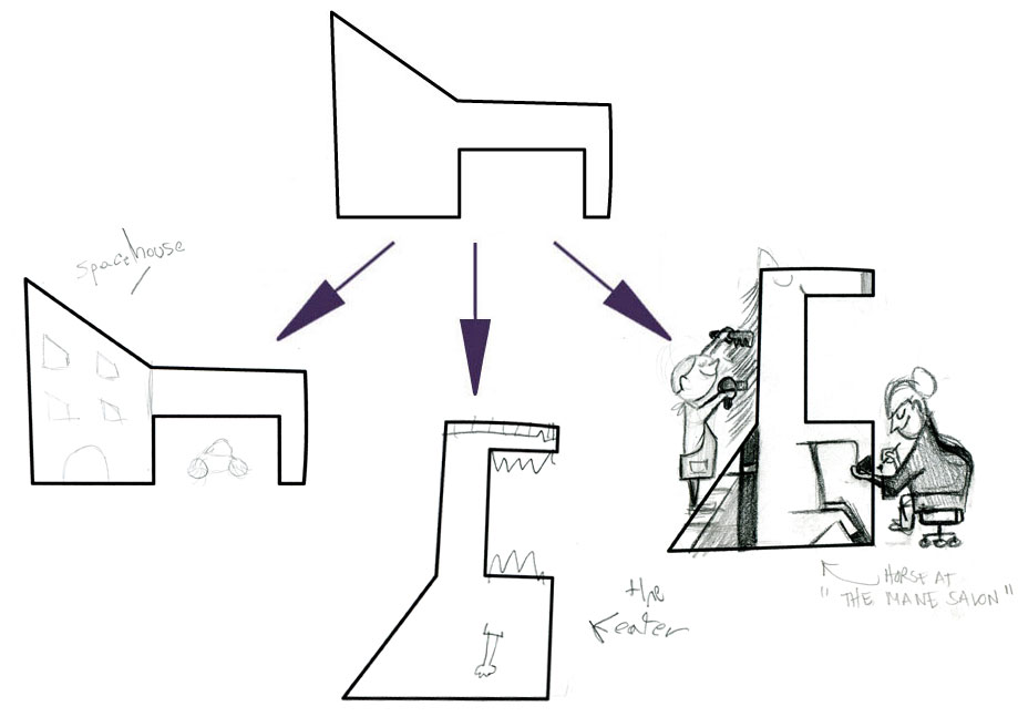 LEFT (SPACEHOUSE), CENTER (THE EATER), AMY's ON RIGHT (HORSE AT "THE MANE SALON")