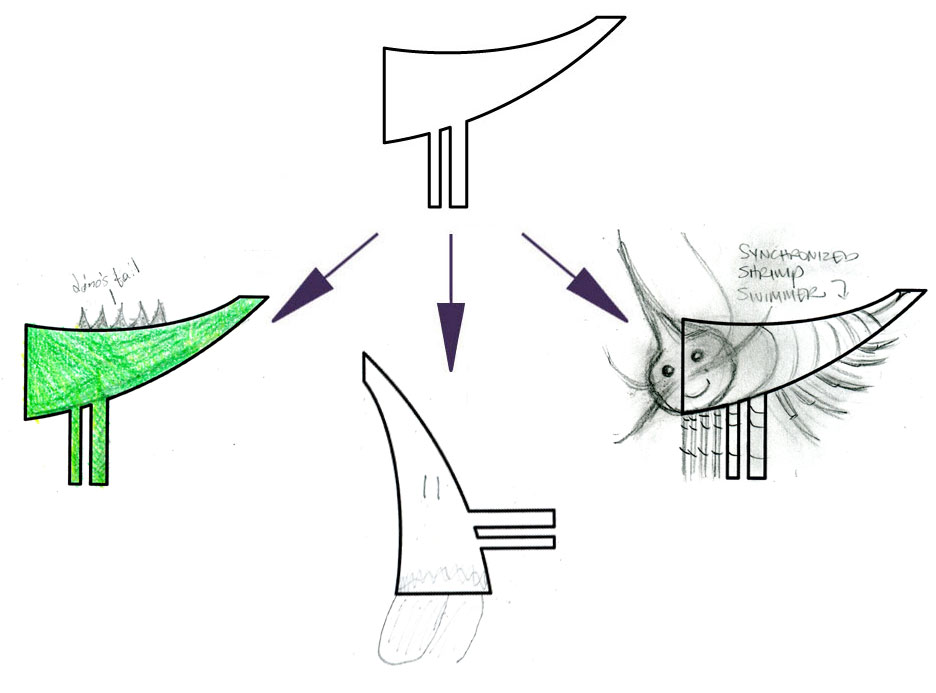 LEFT (DINO'S TAIL), CENTER (BALD EAGLE), AMY's ON RIGHT (SYNCHRONIZED SHRIMP SWIMMER)
