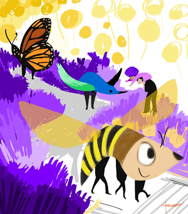 It's a Pollinator Parade! Flower hats + Pollen balloons for all...