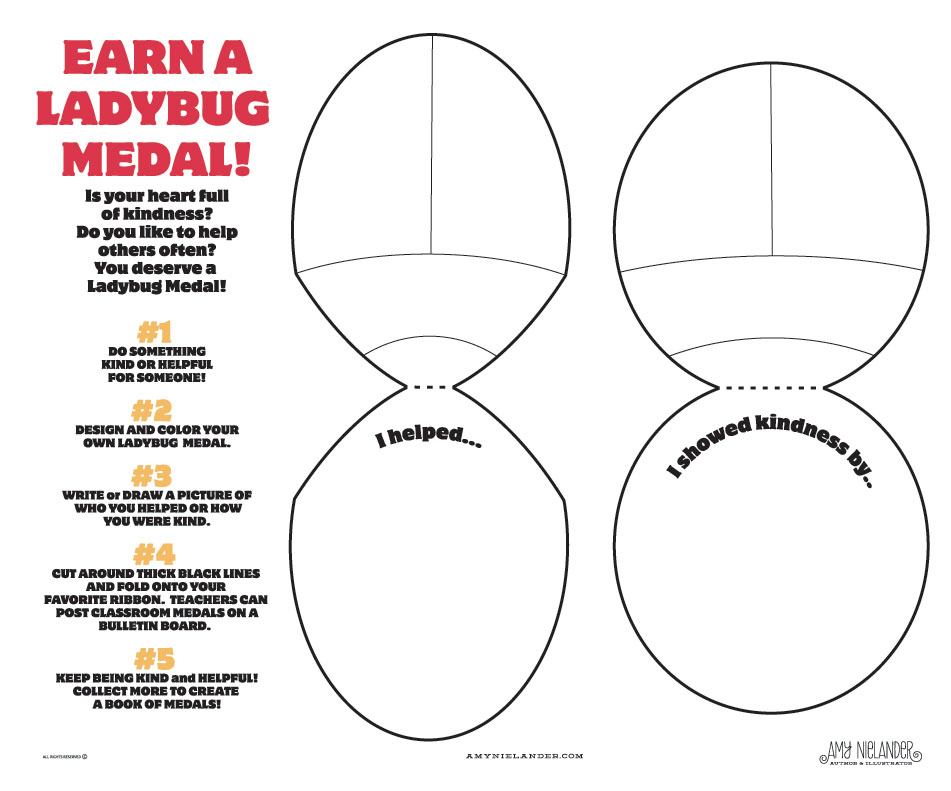 A copy of each Medal type (Helpfulness & Kindness) were on the table for those stopping by.