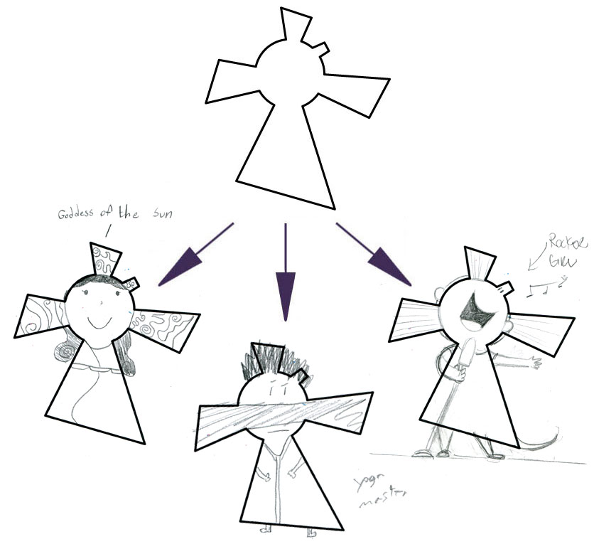 LEFT (GODDESS OF THE SUN), CENTER (YOGA MASTER), AMY's ON RIGHT (ROCKER GIRL)