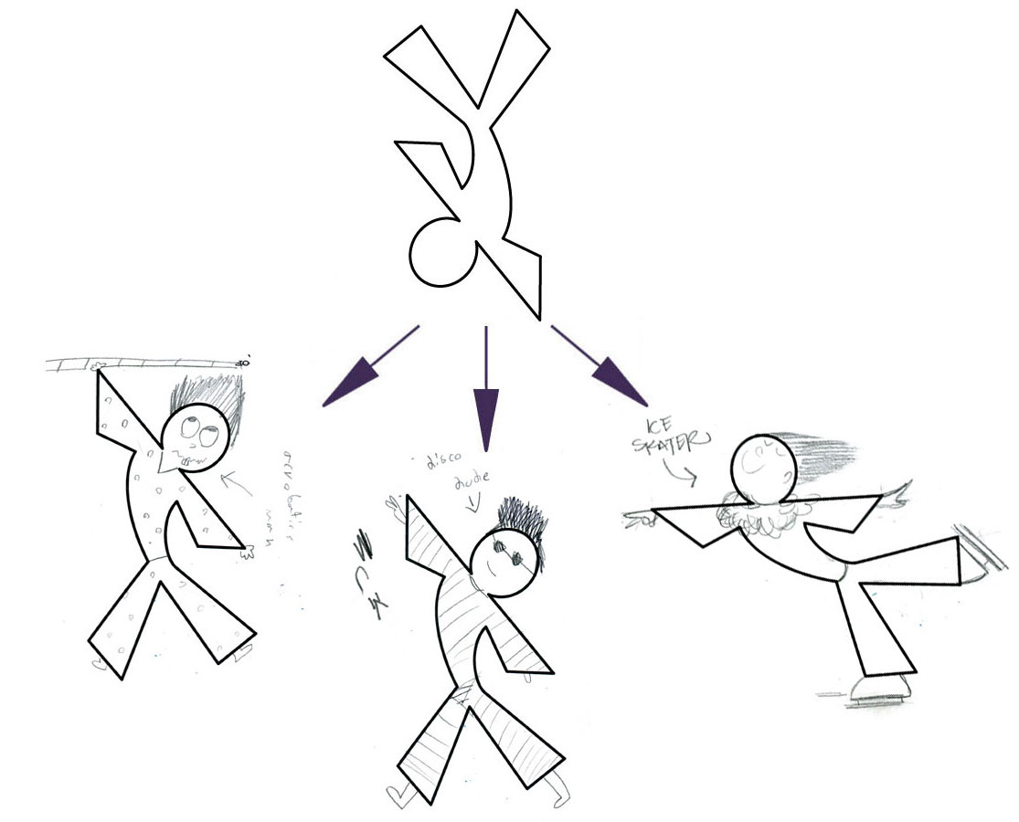 LEFT (ACROBATIC MAN), CENTER (DISCO DUDE), AMY's ON RIGHT (ICE SKATER)