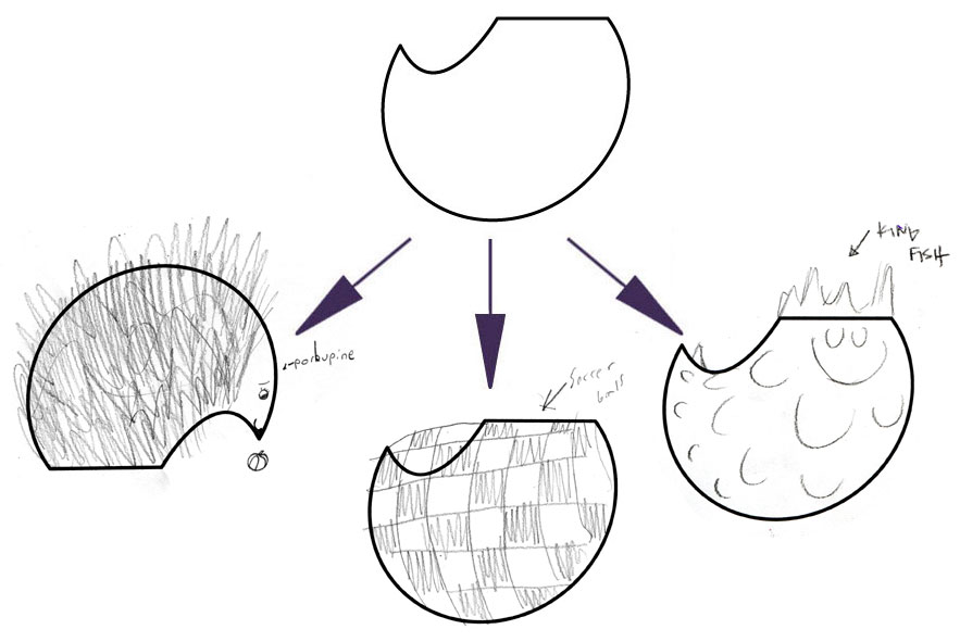 LEFT (PORCUPINE), CENTER (SOCCER BALL), AMY's ON RIGHT (KING FISH)