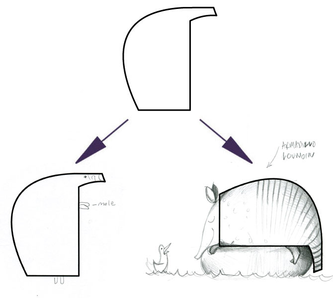 ANNA'S LEFT (MOLE), AMY'S RIGHT (ARMADILLO LOUNGING)