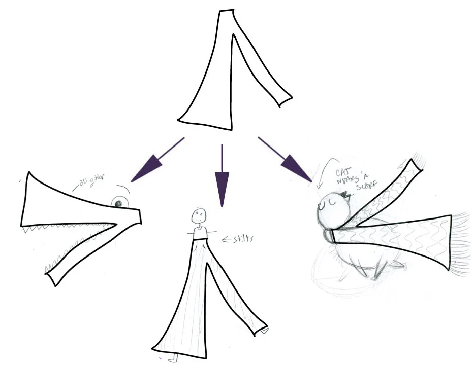 ANNA'S LEFT (ALLIGATOR), ELLIOT'S CENTER (STILTS), AMY'S RIGHT (CAT WEARS A SCARF)