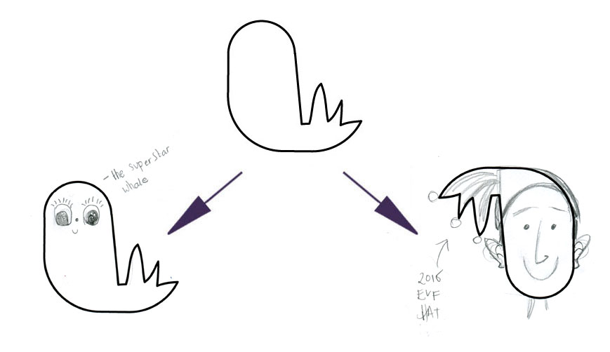ANNA'S LEFT (THE SUPERSTAR WHALE), AMY'S RIGHT (2016 ELF HAT DESIGN)