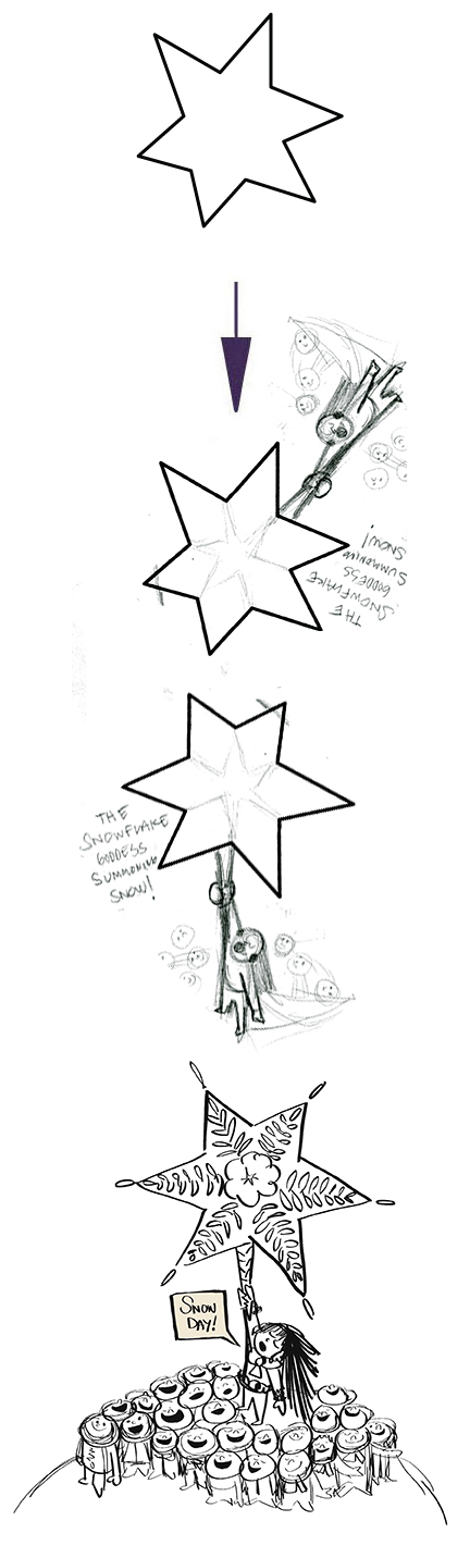  4th GRADE SNOWFLAKE GODDESS SUMMONS A SNOW DAY with her giant Snowflake wand
