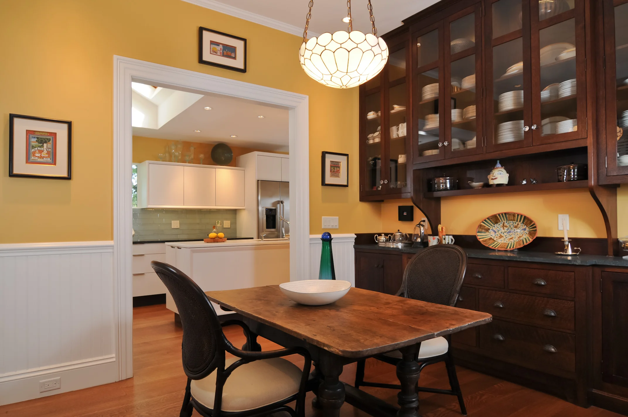 Butlers pantry in rift and quartered oak with stain. 