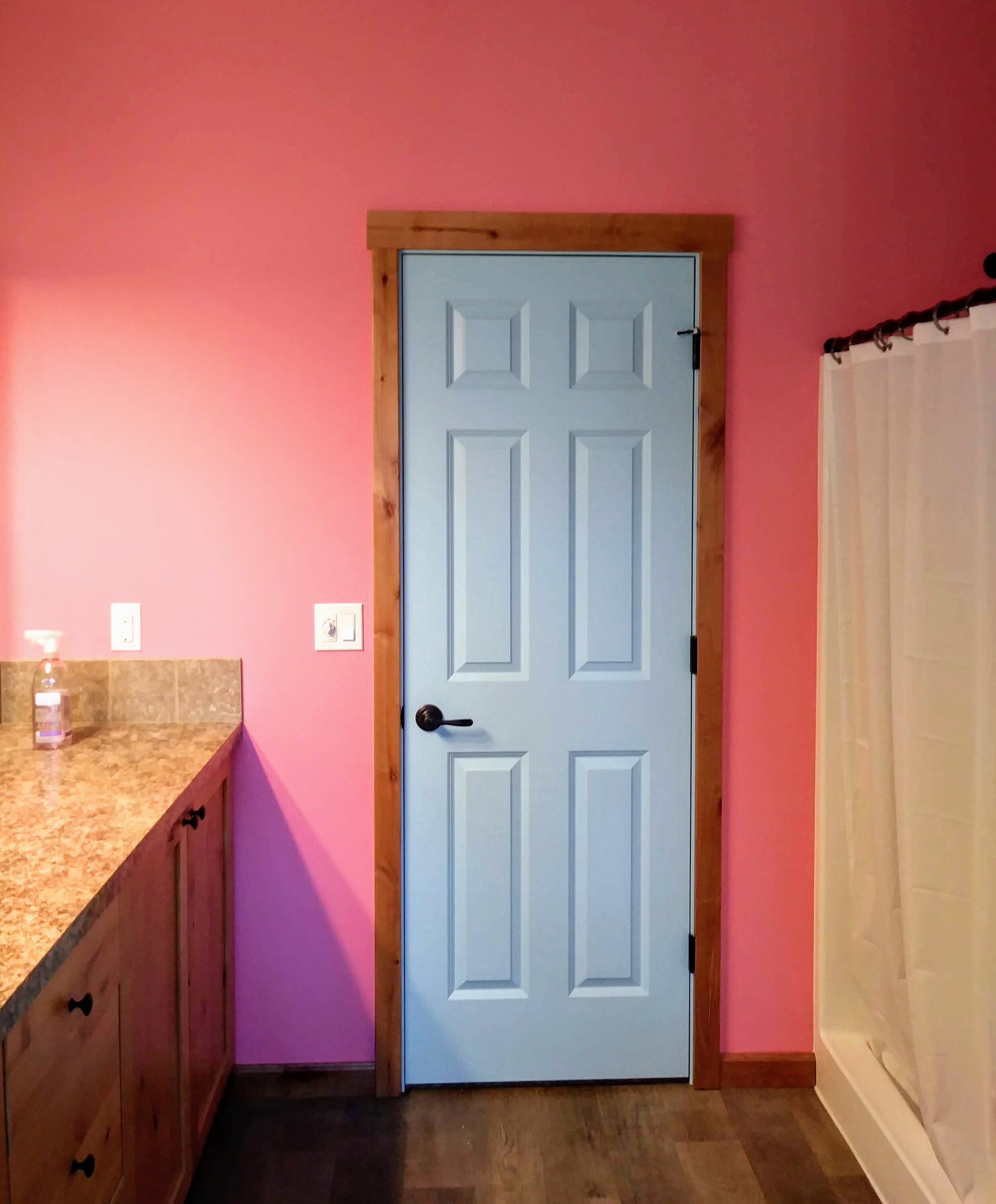 Pop of Pink in a New Construction Bathroom in Beavercreek, OR
