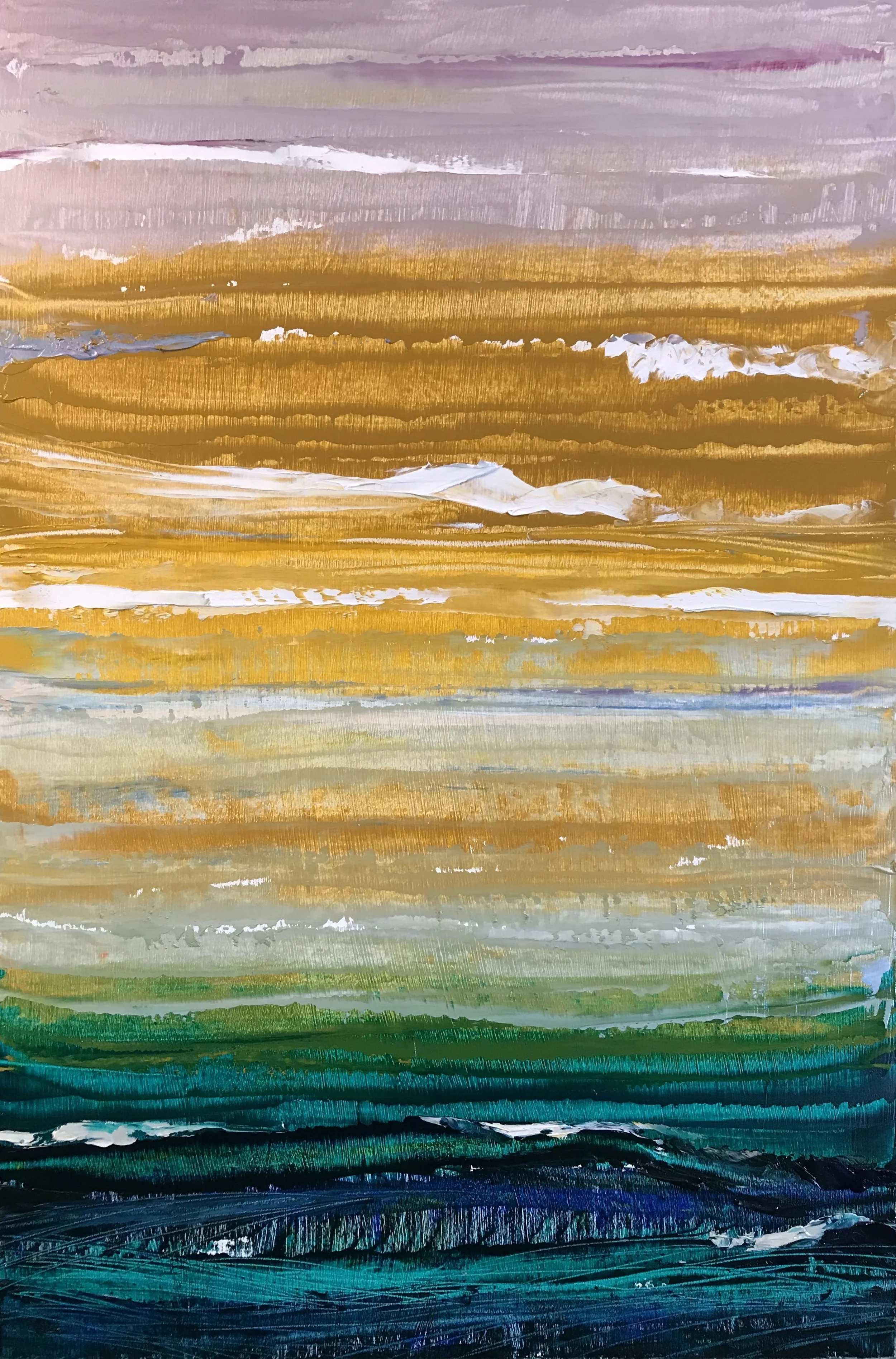 SOLD "Clouds, Waves" 18x12 inch Oil on Wood