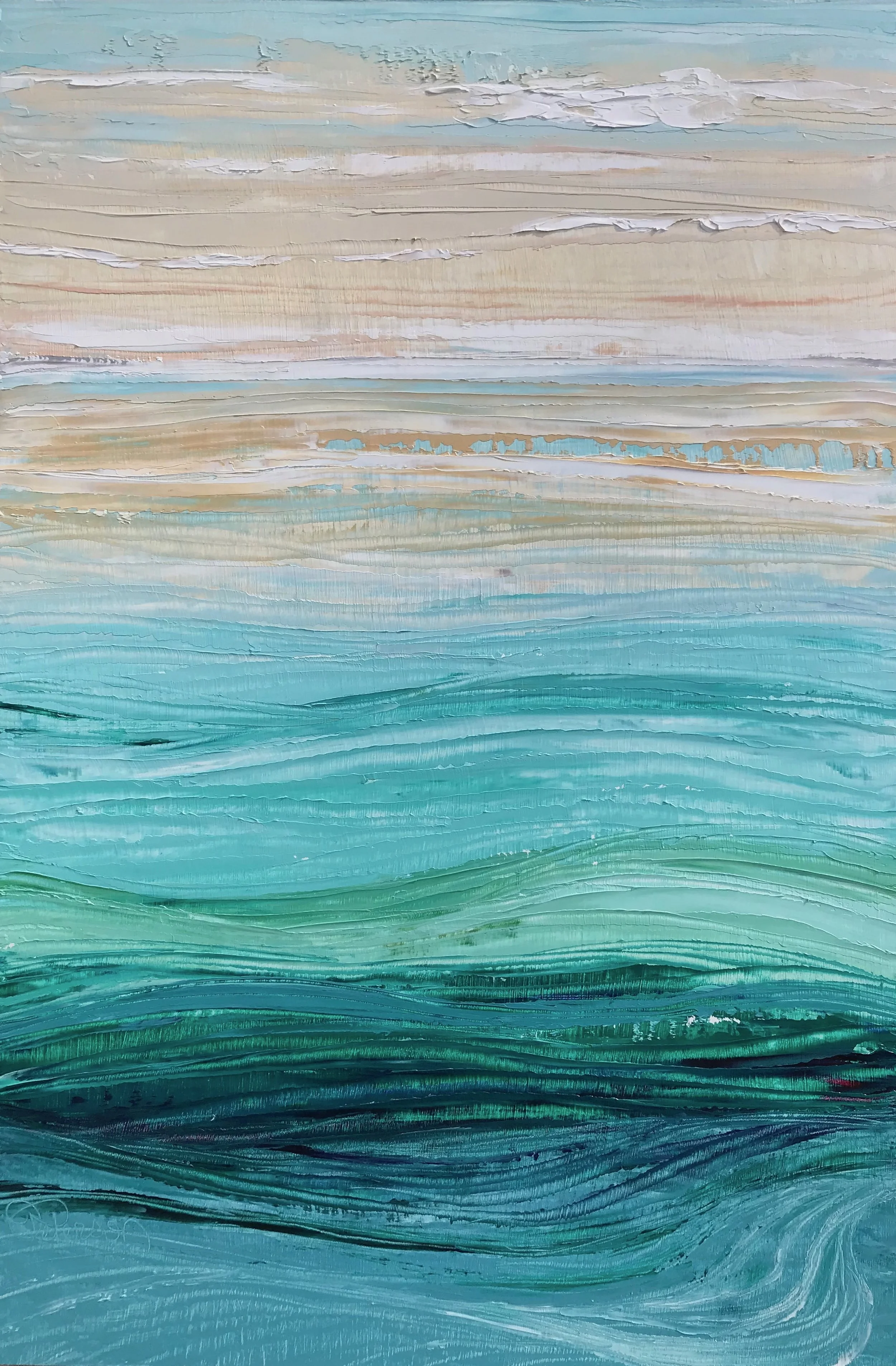 "Waves" 18x12 Oil on Wood