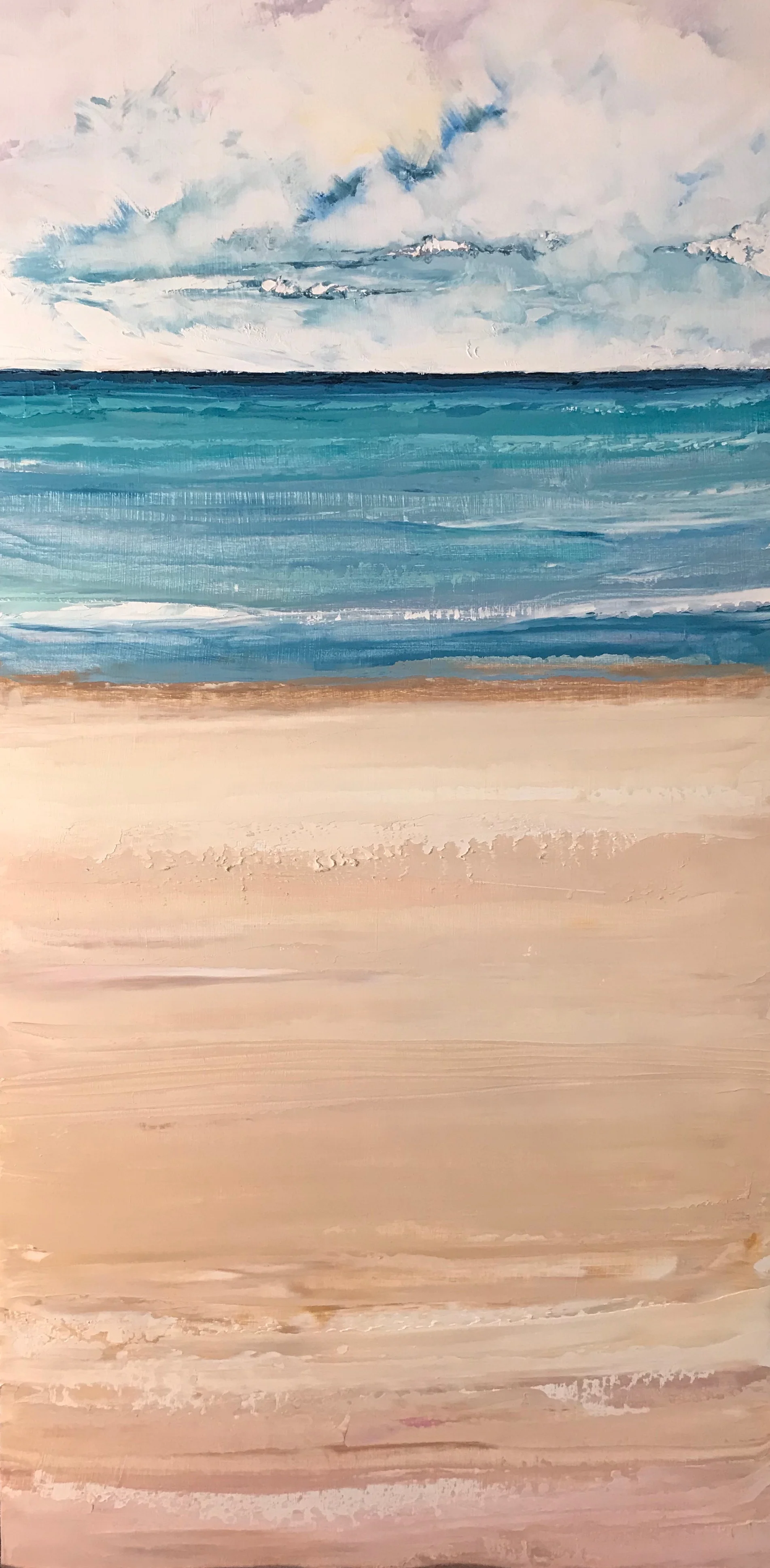 "Waiting on Waves" 24x12 Oil on Wood