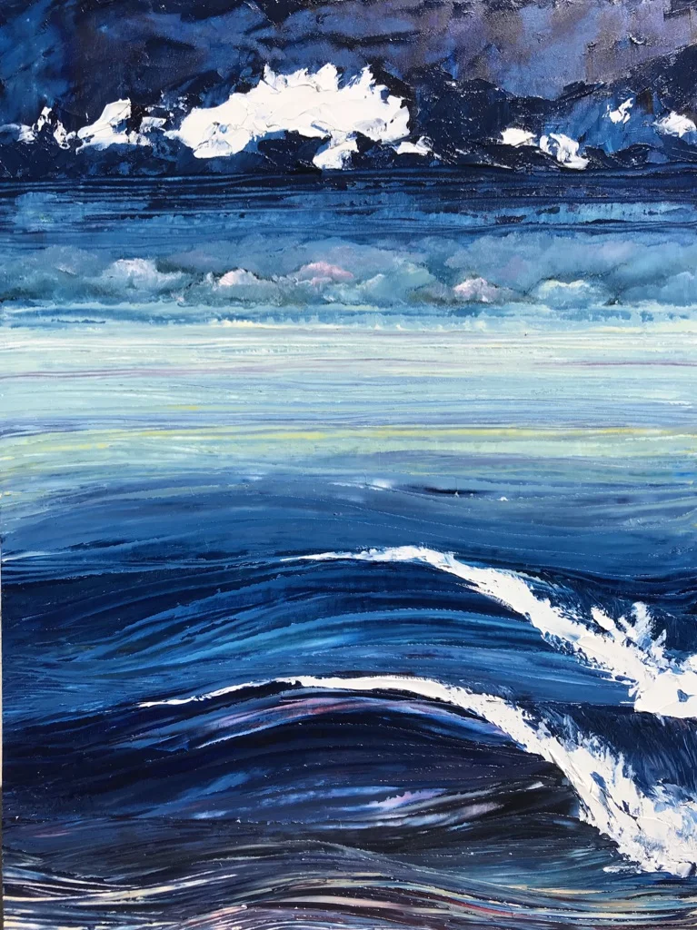 "White on Blue" 20x16 Oil on Wood
