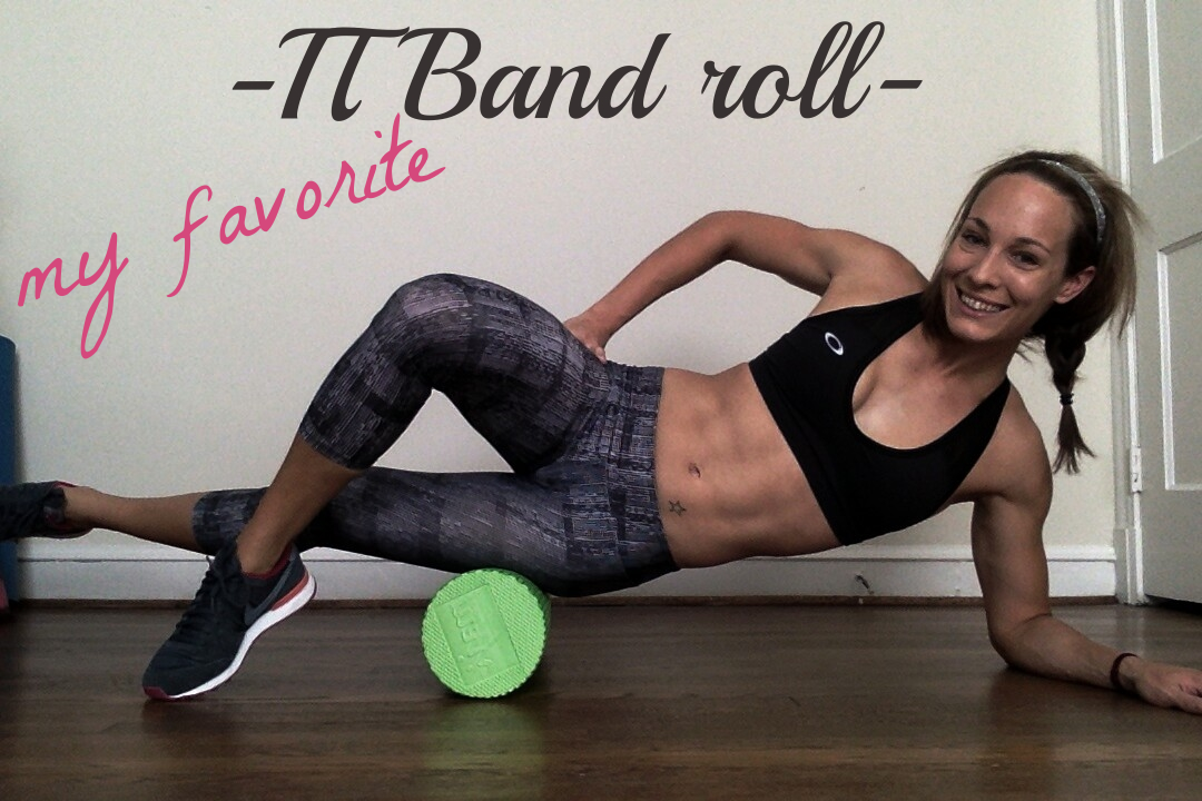 With foam roller placed under your hip roll your body forward until the roll reaches your knee. Then roll back and forth. To increase intensity, you can place leg on the top your other leg instead of bracing it on the floor. 