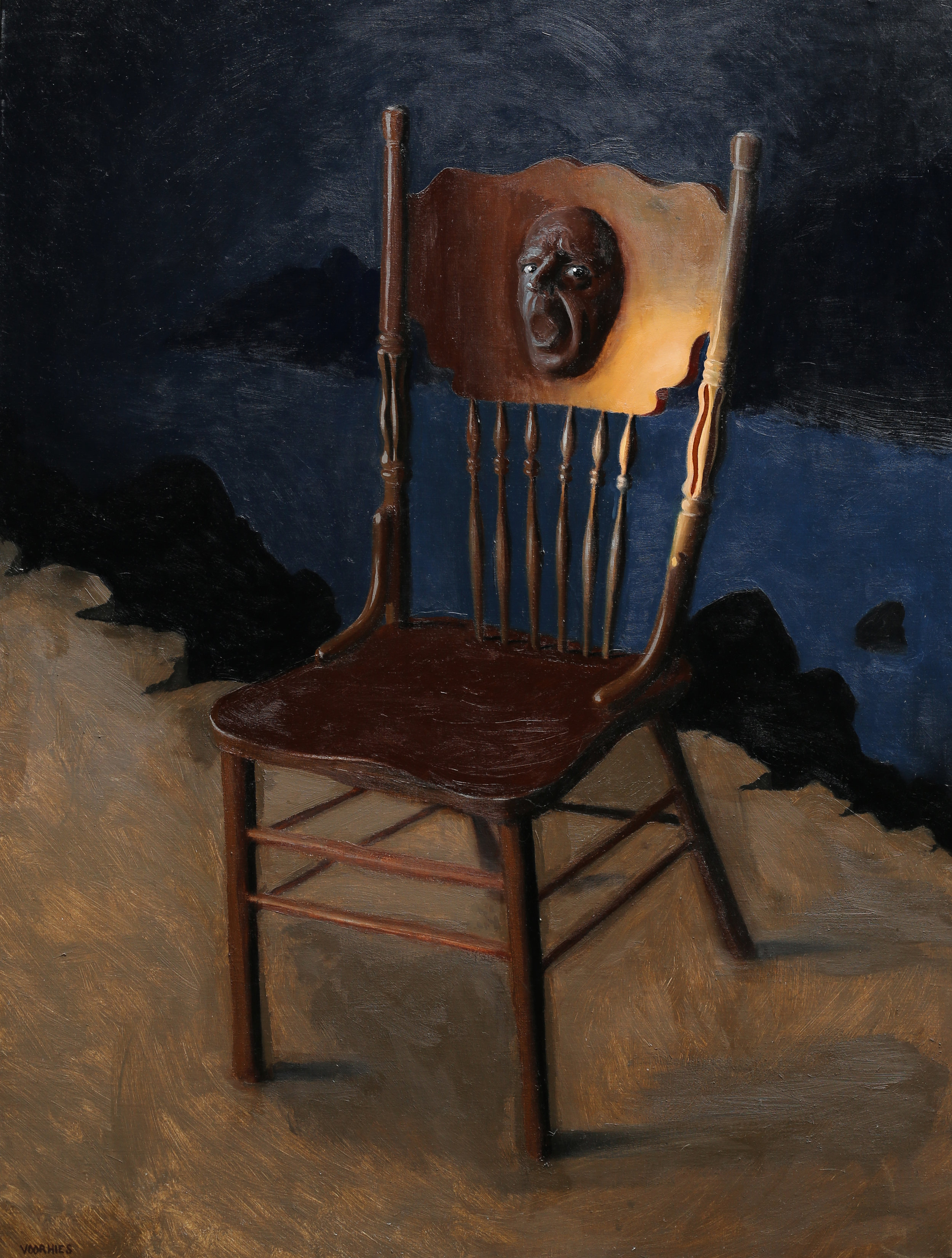  Surprise, you're a chair now  oil on linen  40 x 30 inches 