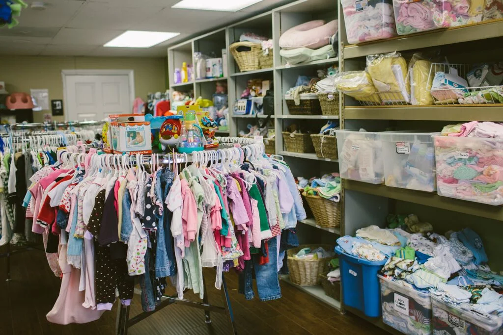 A picture of our boutique. Moms can earn the baby items by taking parenting education classes.