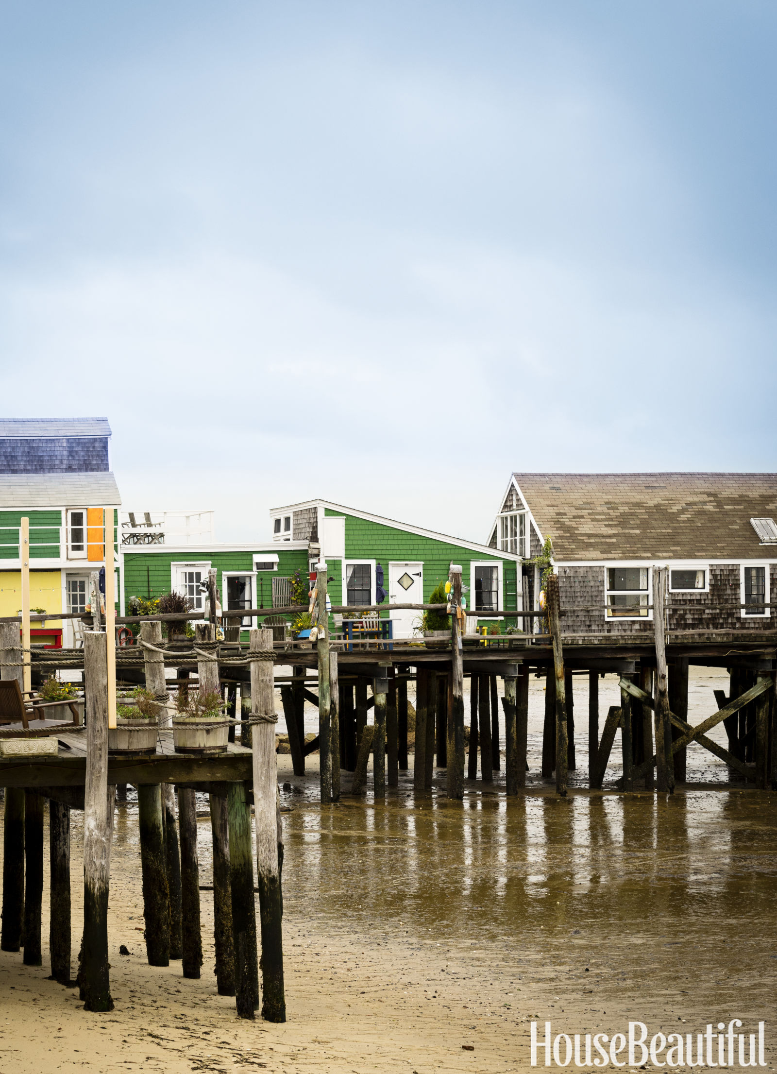 The house sits atop a pier in Provincetown. It used to be a fisherman's shack.