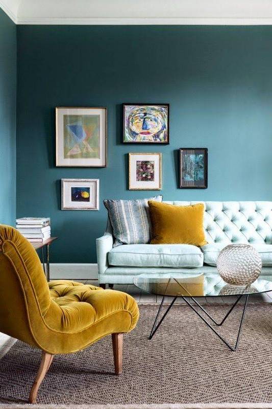 Finally here it is paired with a mint green and chartreuse. This color combo is super cool! Image via Domino