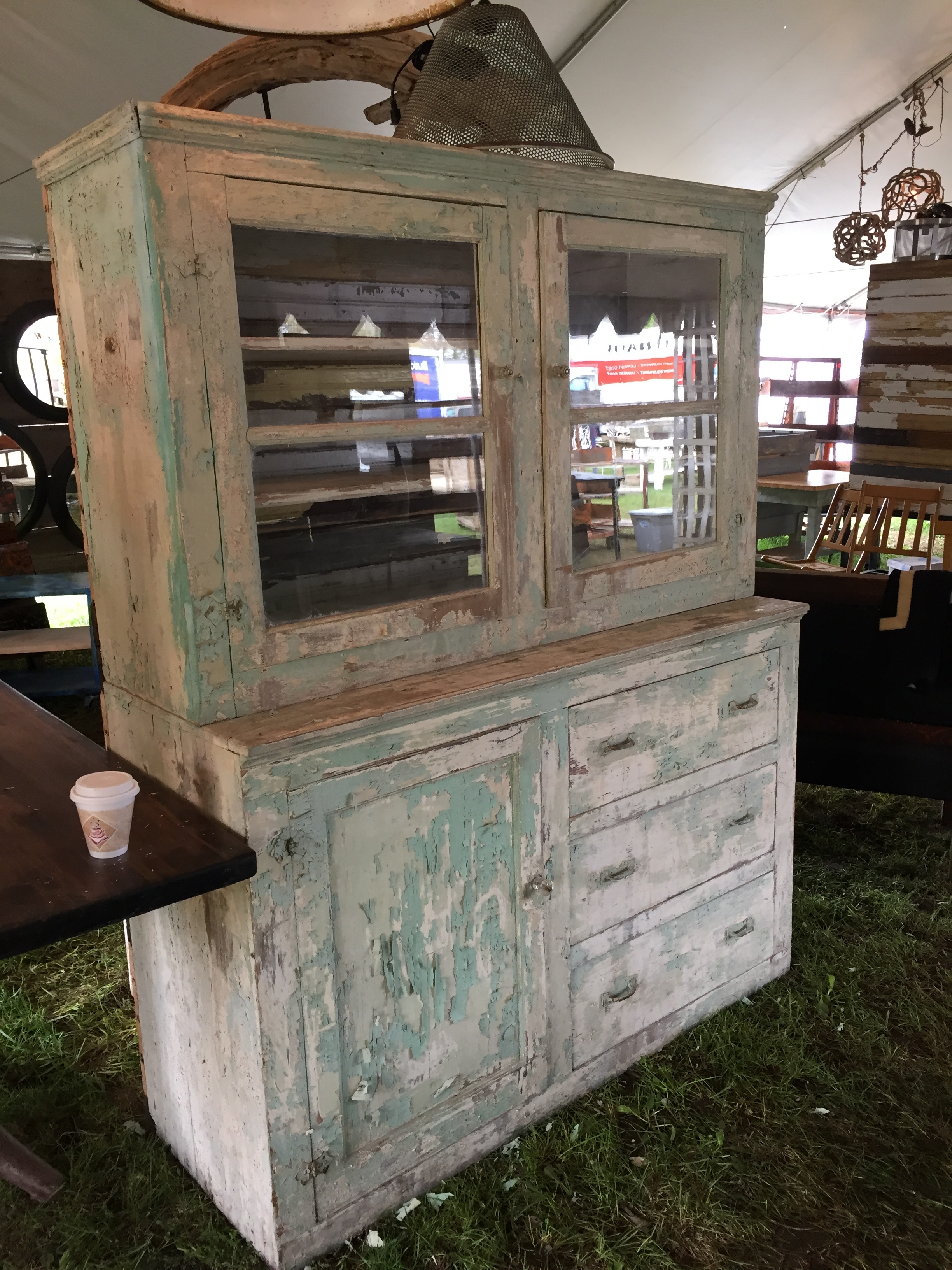 I was eyeing this old china cabinet for a client of mine, but the paint was really chipping and funky and I was worried about lead (she has two little kids)...so sadly this stayed behind.