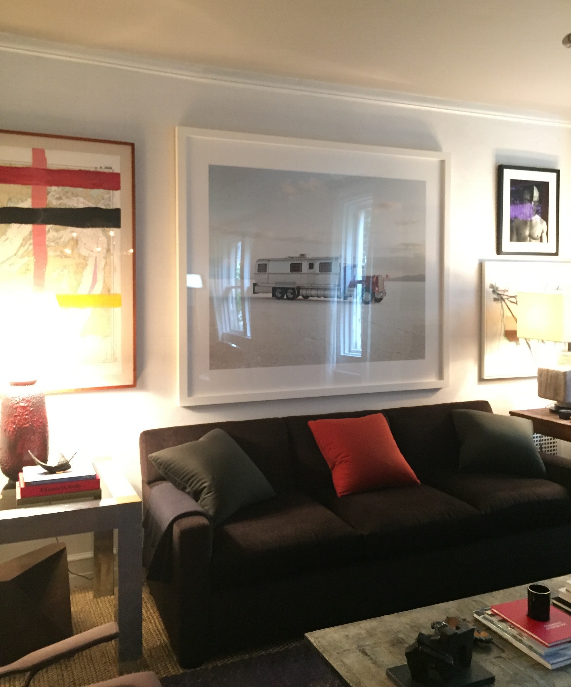 This strange camper / big rig piece above the sofa was intriguing.