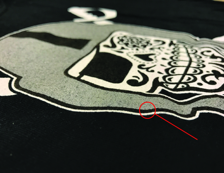 Plastisol Ink imprinted over a white underbase.
