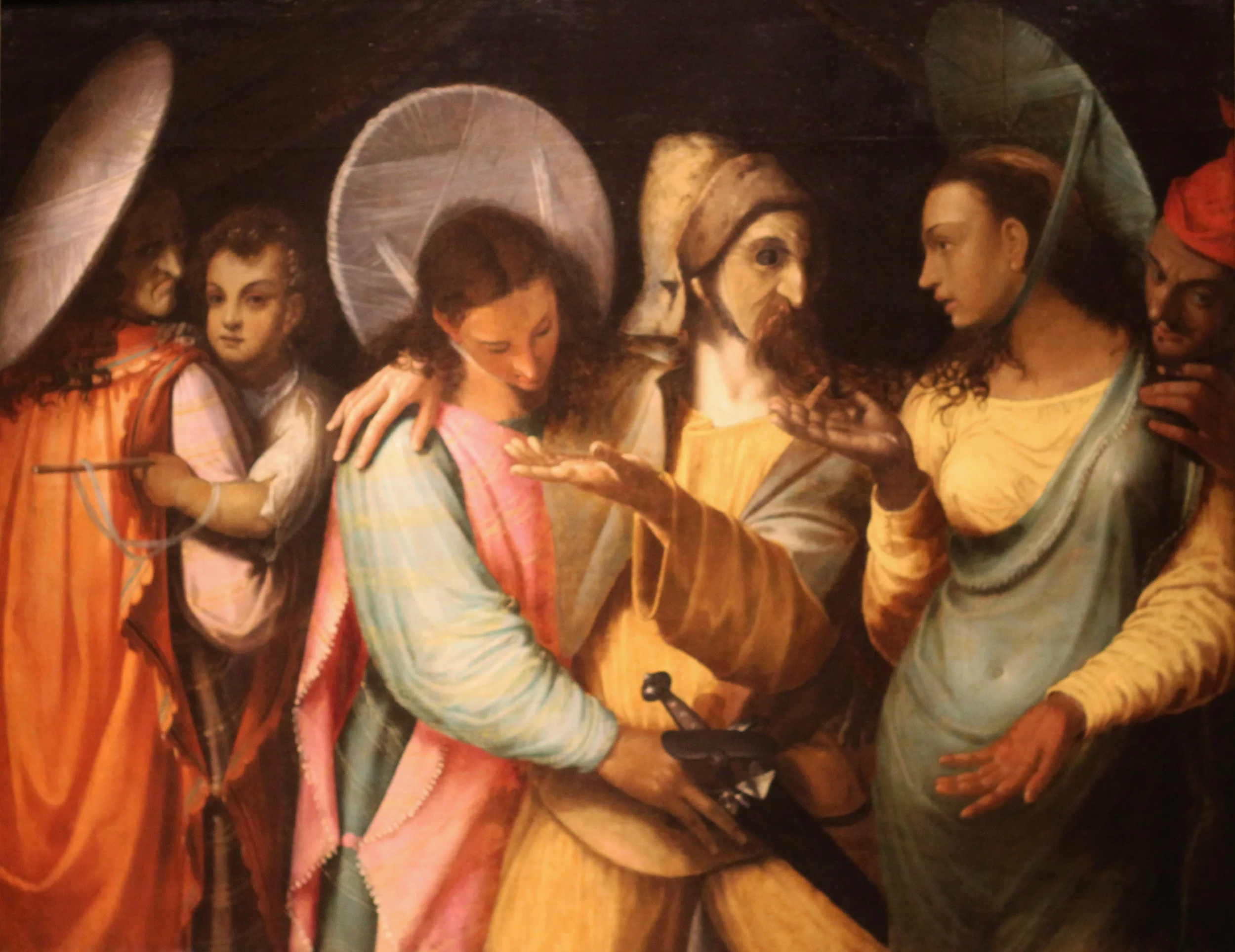 Painting attributed to Nicolas Bollery title 'The Actors' from around 1600. This guy meant business. 6 faces and 6 hands in one painting with a linear composition.