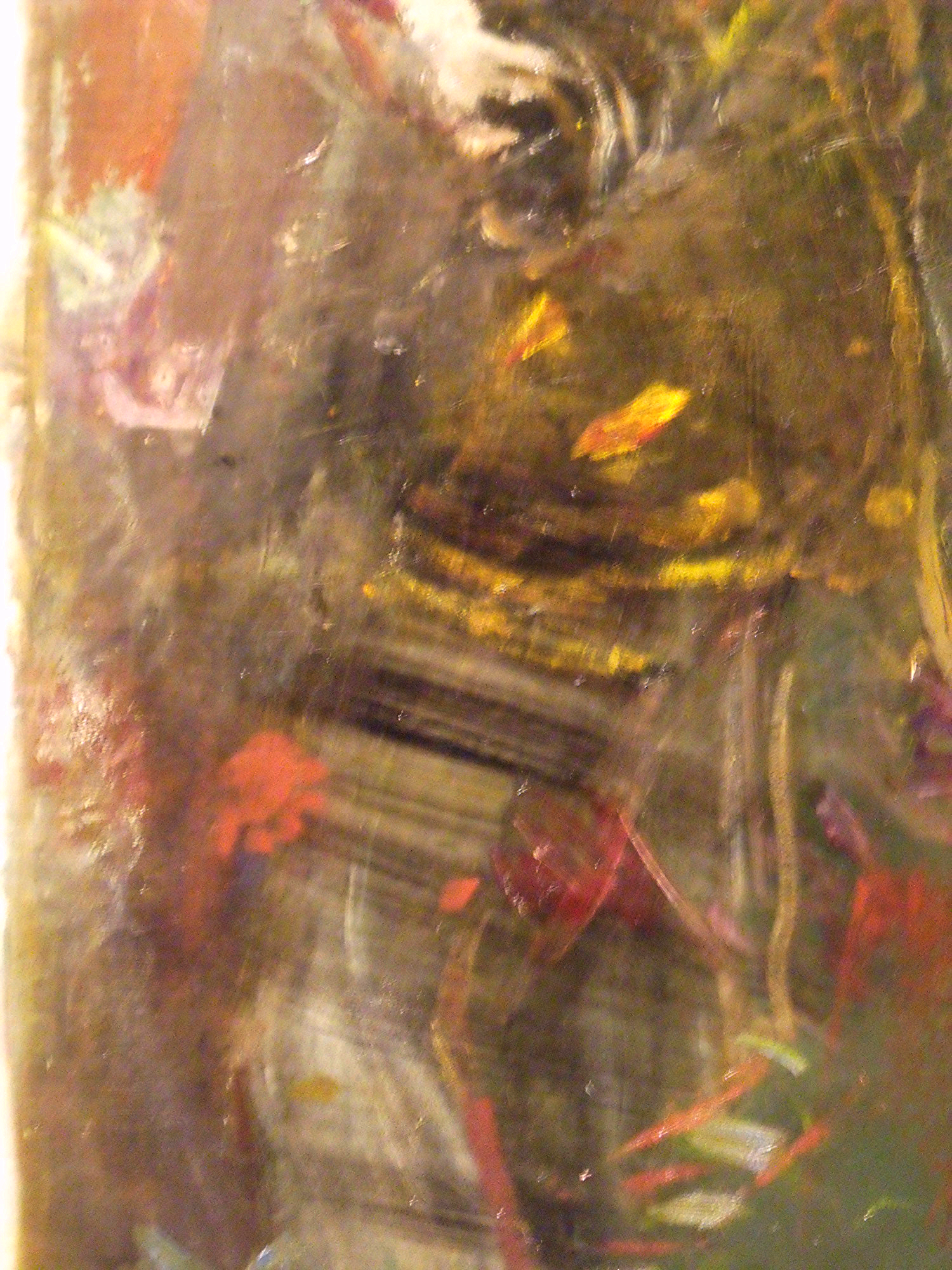 Detail of boy on right's leg.