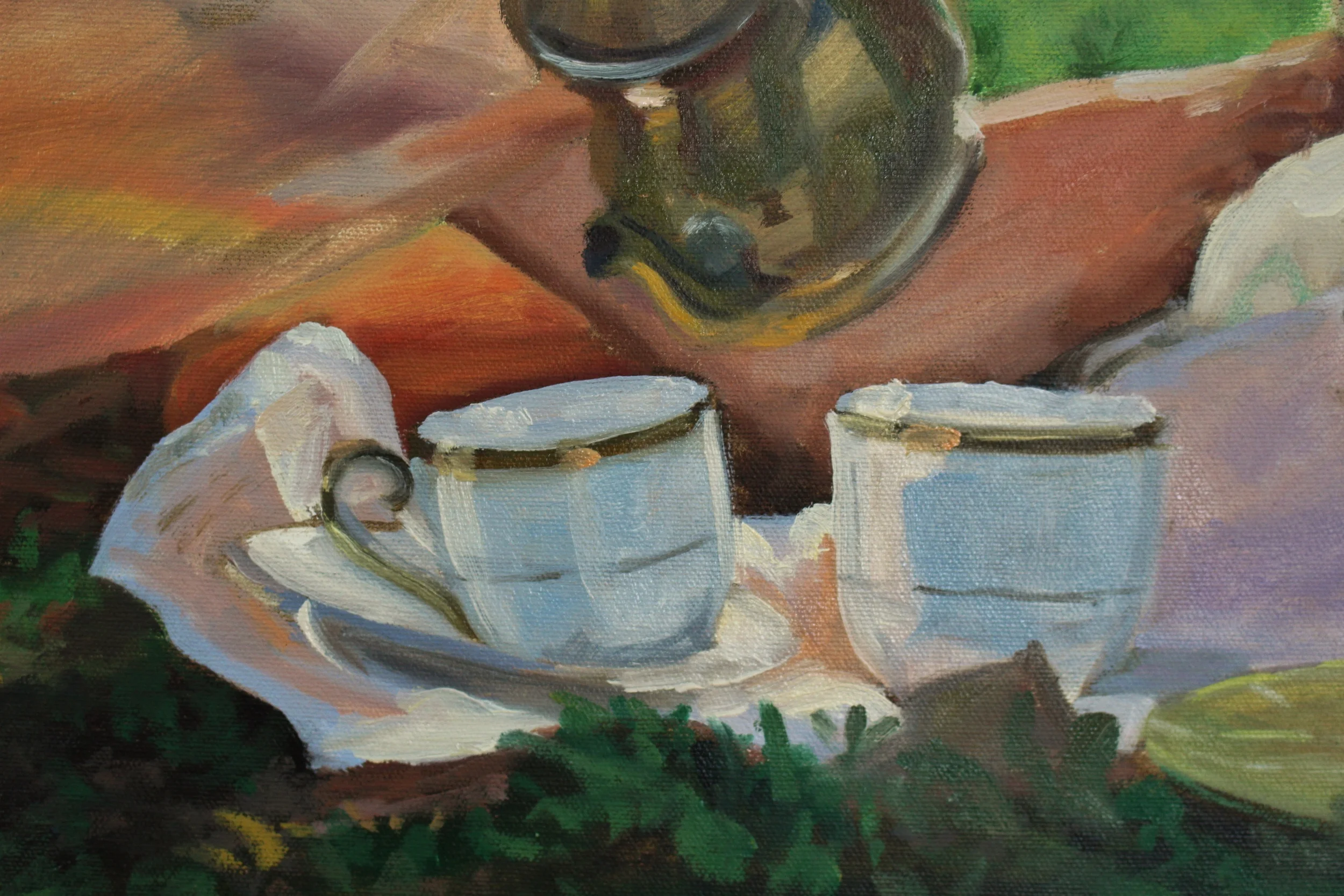 A family friend gave the girls these demitasse cups. I had originally planned to have 3, implying that there was another guest, but it didn't work for the composition.