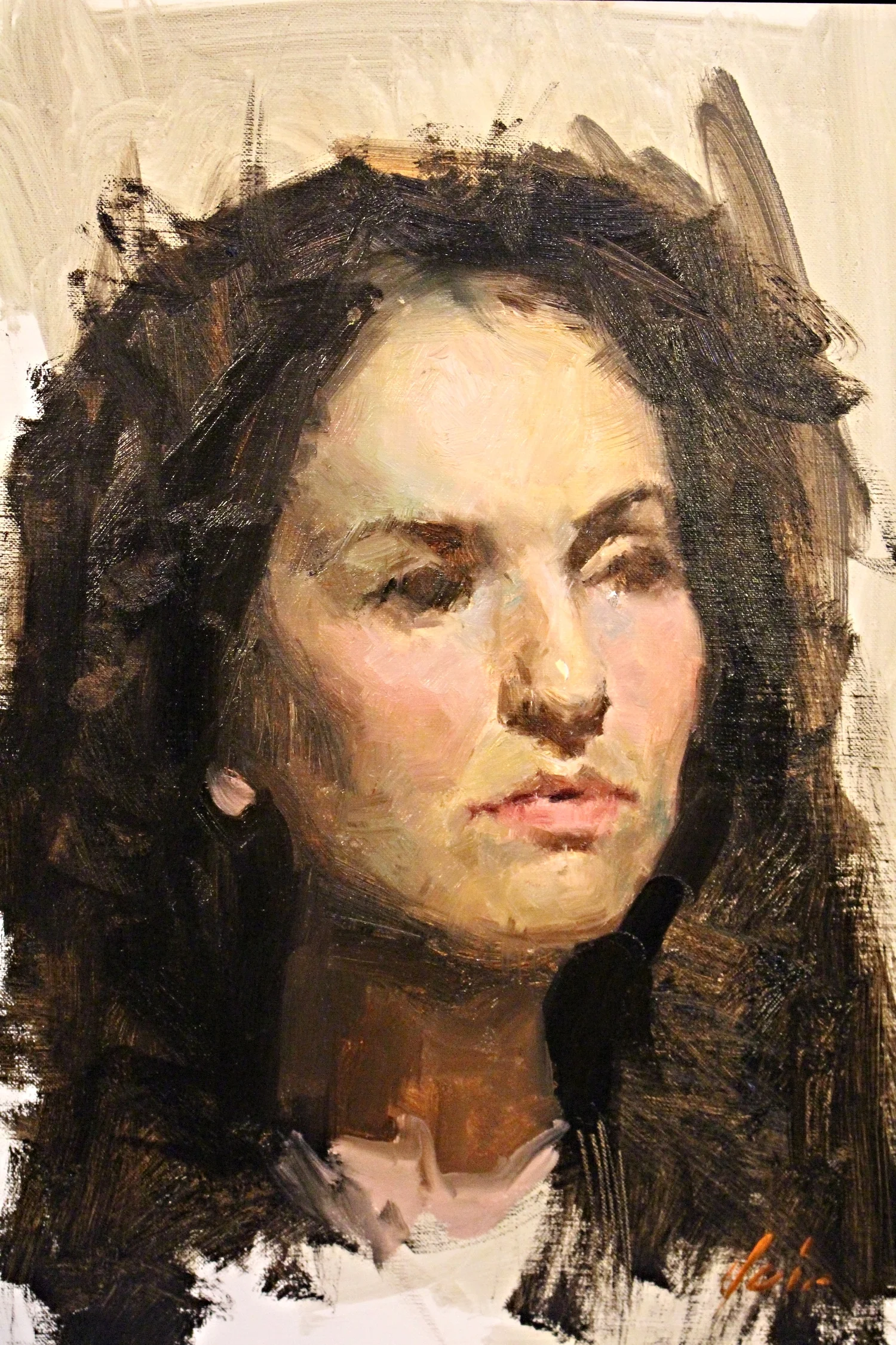 A beautiful head by Jeffery Hein. His best head was during the other session, but I lost the picture. Jeff gave a great presentation during inspirational hour on sunday morning. He's one of my favorite artists to watch every year because I feel the same anxiety watching him start a painting that I experience during my own painting process...and then he always pulls it off, so it gives me hope that my strange starts are ok. Jeff took almost 2 years off from his already successful painting career to study intensely so that his skill level would match his desire to create religious paintings. 