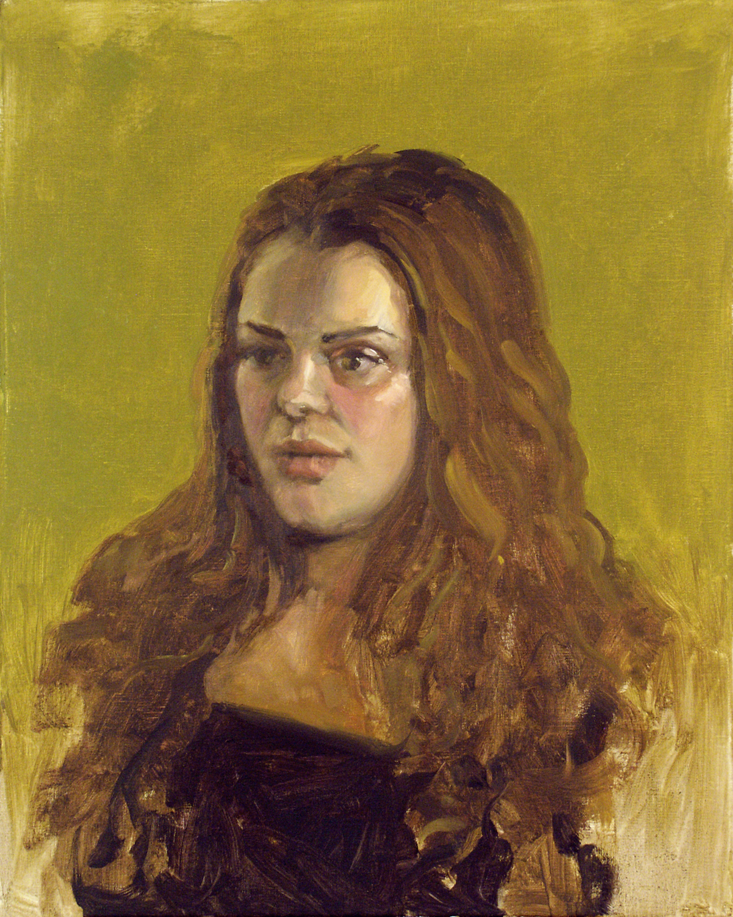 Lilly is beautiful and I think my alla prima sketch came closer to showing off her soft features and rich curls than the camera did. 