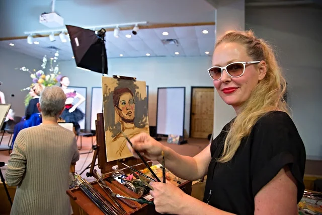 No this isn't some secret trick that helps me paint better. Things get a little blurry past 3 feet and I couldn't find my other prescription glasses. Photo credit: Debbie Slangal